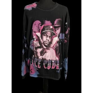 Ice Cube Long Sleeve Graphic Women's Medium T-Shirt Top Black Purple Shirt